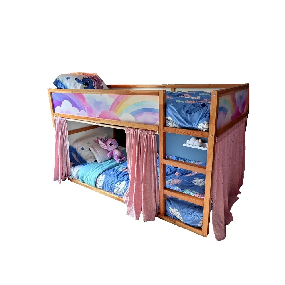 Ikea KURA Bed Curtains Pink Muslin Canopy Kids Bunk Bed Floor Bed Curtains